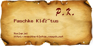 Paschke Klétus névjegykártya